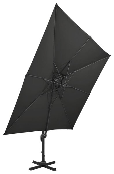 Parasol wiszący z podwójną czaszą, 300x300 cm, czarny