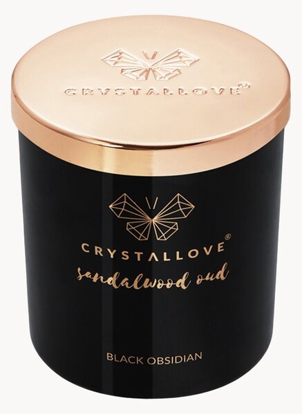 Świeca sojowa Sandalwood Oud Black Obsidian Crystallove