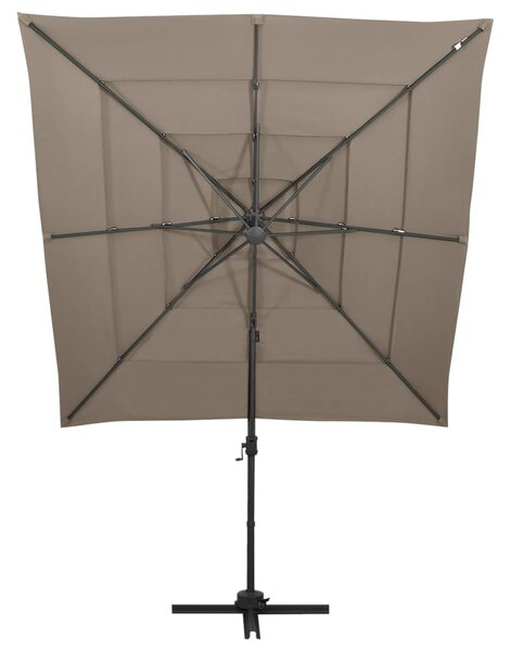 4-poziomowy parasol na aluminiowym słupku, taupe, 250x250 cm