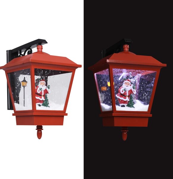 Latarnia świąteczna LED z Mikołajem, czerwona, 40x27x45 cm