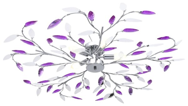 Lampa sufitowa, listki z kryształu akrylowego, 5 żarówek E14