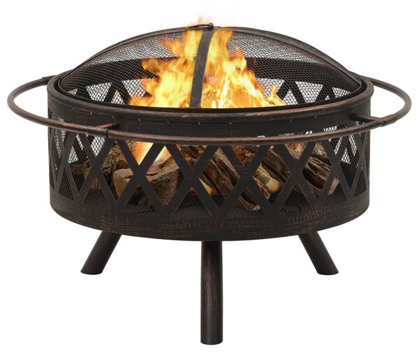 Rustykalne palenisko z pogrzebaczem, 76 cm, XXL, stal