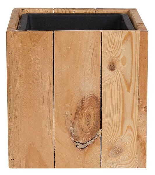 Rustykalna doniczka z wkładem drewno sosnowe kwadratowa 24 cm Akrini Beliani
