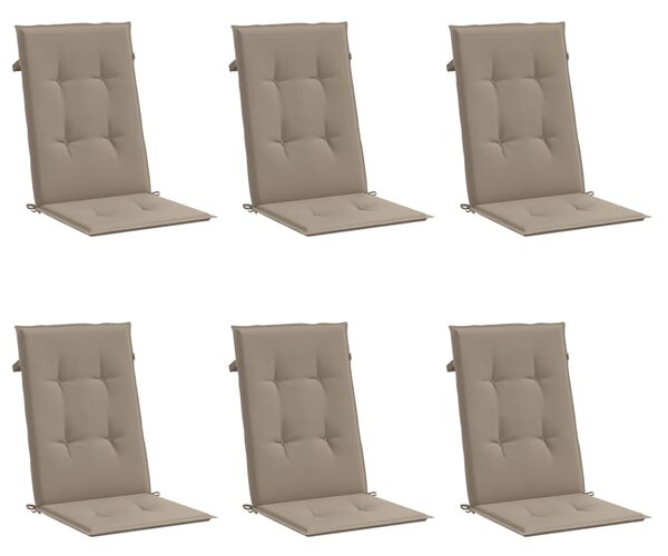 Poduszki na krzesła ogrodowe, 6 szt., taupe, 120x50x3 cm