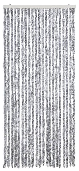 Zasłona przeciwko owadom, biało-szara, 90x200 cm, szenil