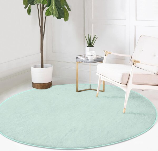 Miętowy okrągły dywan odpowiedni do prania i robotów sprzątających ø 80 cm Comfort – Mila Home