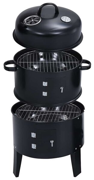 Grill węglowy z wędzarnią 3-w-1, 40x80 cm