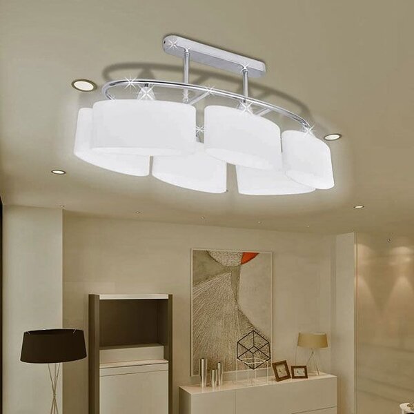Srebrna lampa sufitowa szklana 4 sztuki - 5X EX134 H6-M28