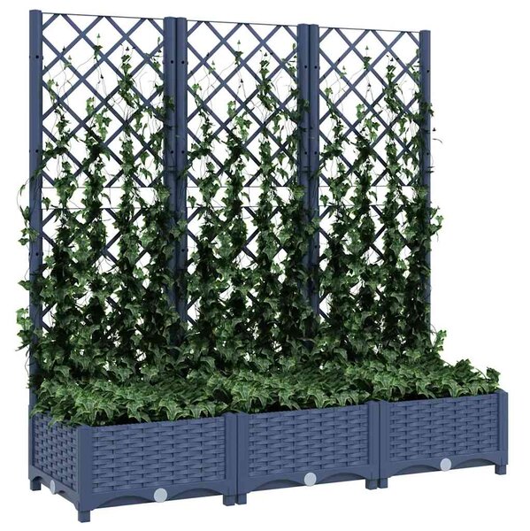 Donica ogrodowa z kratką, niebieskoszara, 120x40x121,5 cm, PP