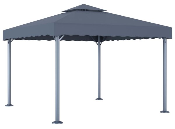 Altana ze sznurem lampek LED, 300x300 cm, antracyt, aluminium