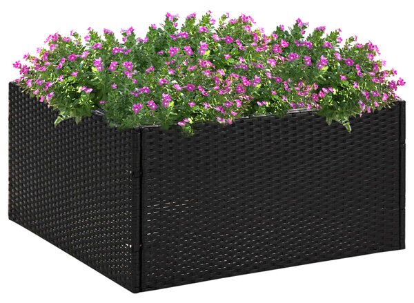 Donica ogrodowa, czarna, 80x80x40 cm, rattan PE