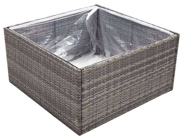 Donica ogrodowa, szara, 80x80x40 cm, rattan PE