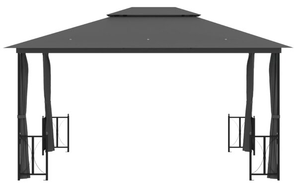 Altana z zasłonkami i dwuczęściowym dachem, 3x4 m, antracytowa