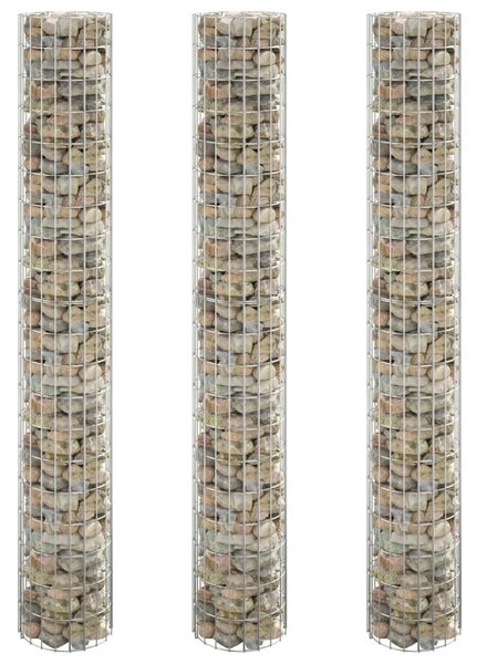 Okrągłe donice gabionowe, podniesione, 3 szt., stal, Ø30x200 cm