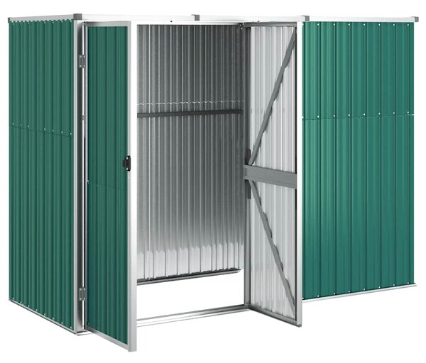 Szopa ogrodowa, zielona, 225x89x161 cm, stal galwanizowana