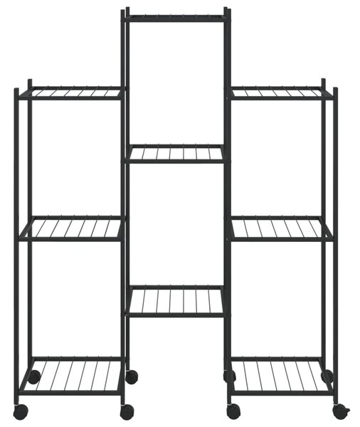 Kwietnik z kółkami, 83x25x103,5 cm, czarny, żelazny