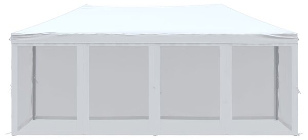 Składany namiot imprezowy ze ściankami, biały, 3x6 m