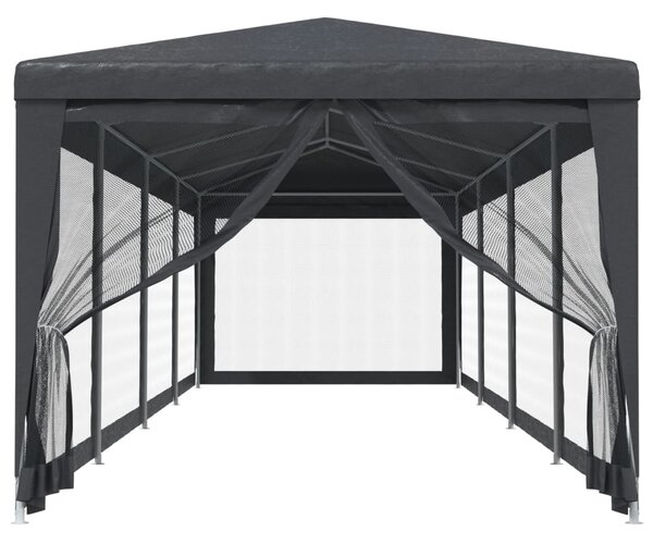 Namiot imprezowy z 10 ścianami z siatki, antracyt, 3x12 m, HDPE