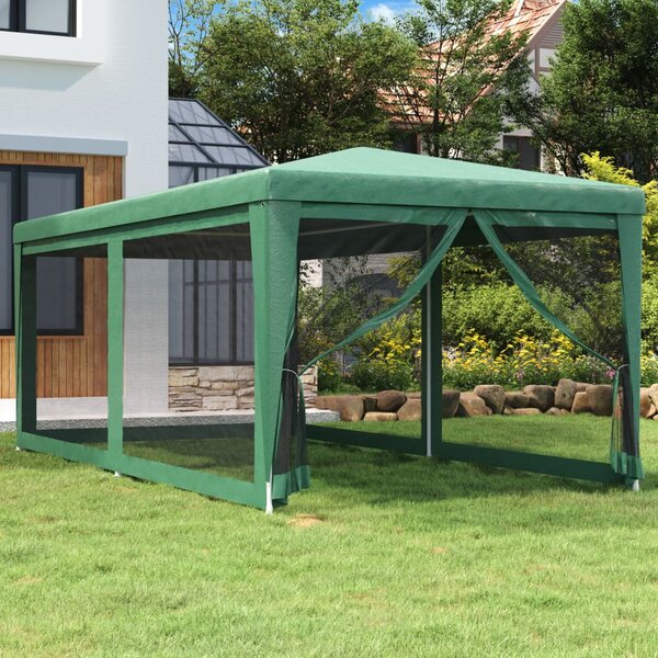 Namiot imprezowy z 6 ściankami z siatki, zielony, 3x6 m, HDPE