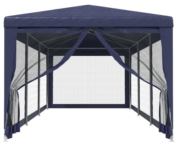 Namiot imprezowy z 8 ścianami z siatki, niebieski, 3x9 m, HDPE