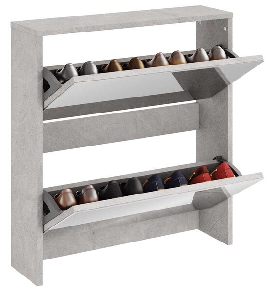 Szafka na buty, lustro i 2 szuflady, szary beton, 63x17x67 cm