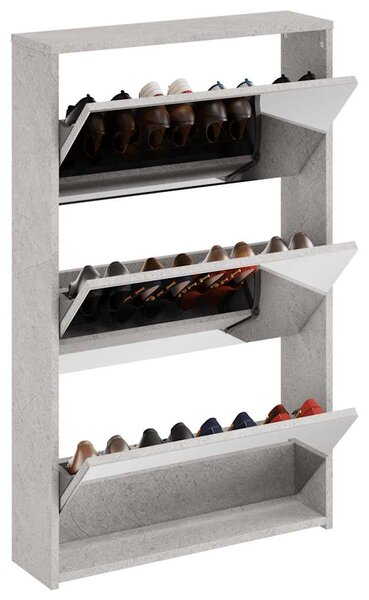 Szafka na buty, lustro i 3 szuflady, szary beton, 63x17x102,5cm