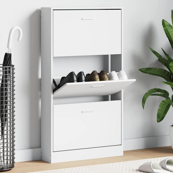 Szafka na buty Biała 59x17x108 cm Drewno konstrukcyjne