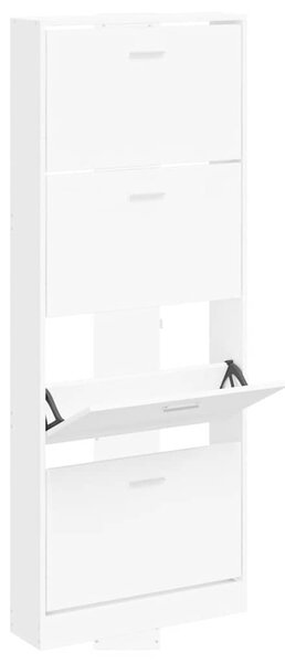 Szafka na buty, biały, 59x17x150 cm, materiał drewnopochodny