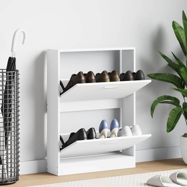 Szafka na buty Biała 59x17x81 cm Drewno konstrukcyjne