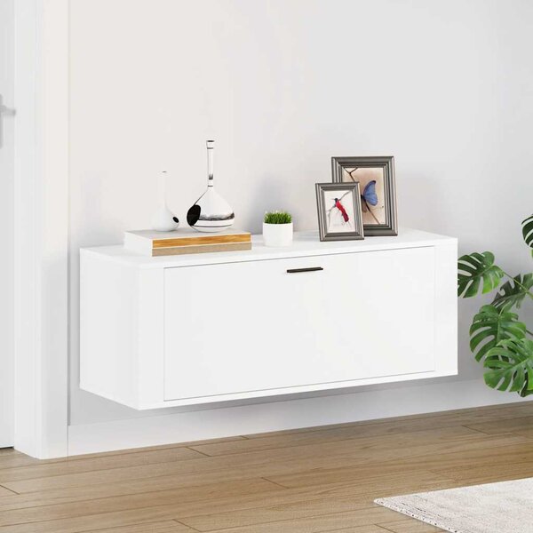 Półka na buty, biała, 100x35x38 cm, materiał drewnopochodny