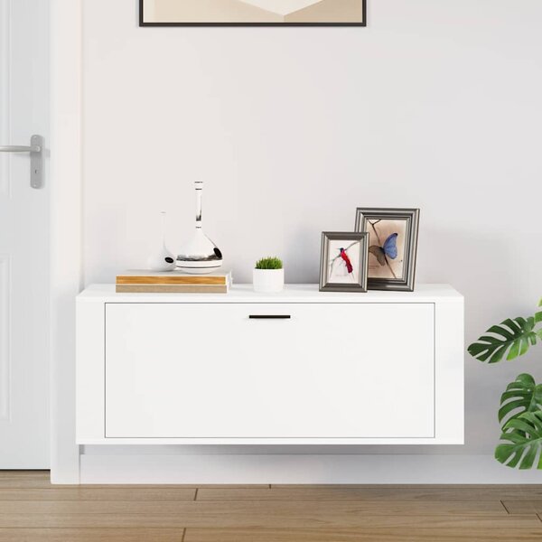 Półka na buty, biała, 100x35x38 cm, materiał drewnopochodny