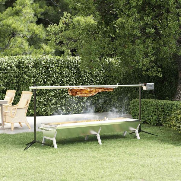 Grill z automatycznym rożnem i tacką, stal nierdzewna