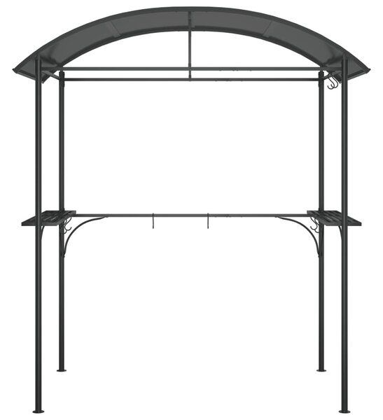 Altana grillowa z półkami, antracytowa, 220x115x230 cm, stal