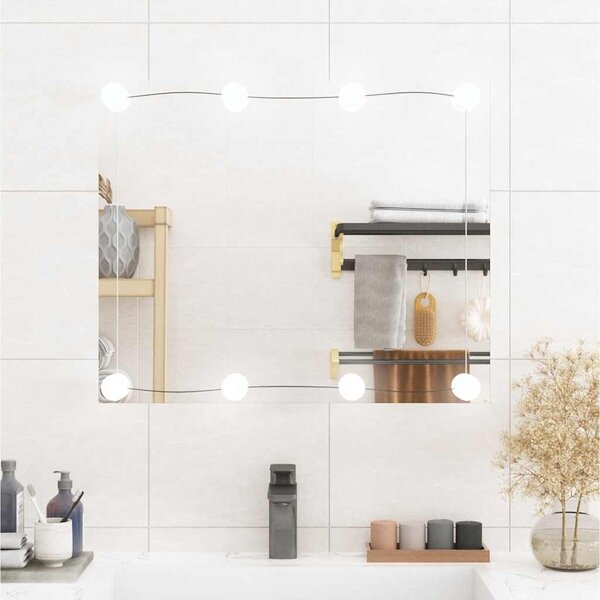 Lustro ścienne z LED, 50x60 cm, szklane, prostokątne
