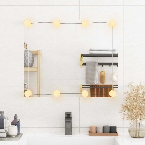 Lustro ścienne z LED, 50x60 cm, szklane, prostokątne