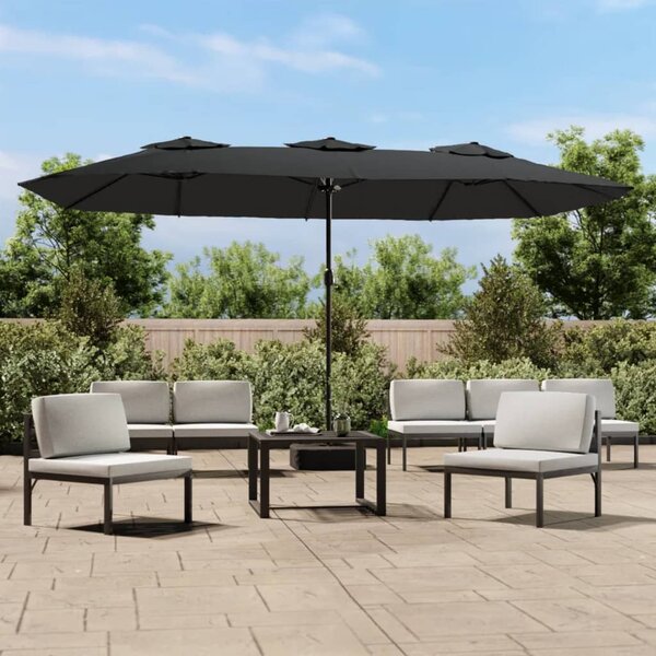 Podwójny parasol ogrodowy z LED, antracytowy, 449x265 cm