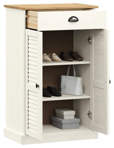 Szafka na buty VIGO, biała, 60x35x96 cm, lite drewno sosnowe