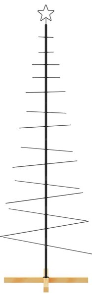 Metalowa choinka z drewnianą podstawą, czarna, 180 cm