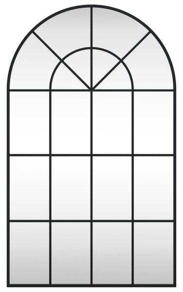 Lustro ścienne, czarne, 60x100 cm, zakończone łukiem, żelazo