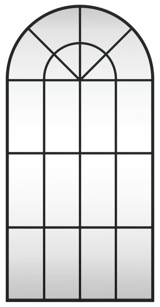 Lustro ścienne, czarne, 50x100 cm, zakończone łukiem, żelazo
