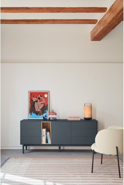 Ciemnoszara wysoka komoda 180x76 cm Corvo – Teulat
