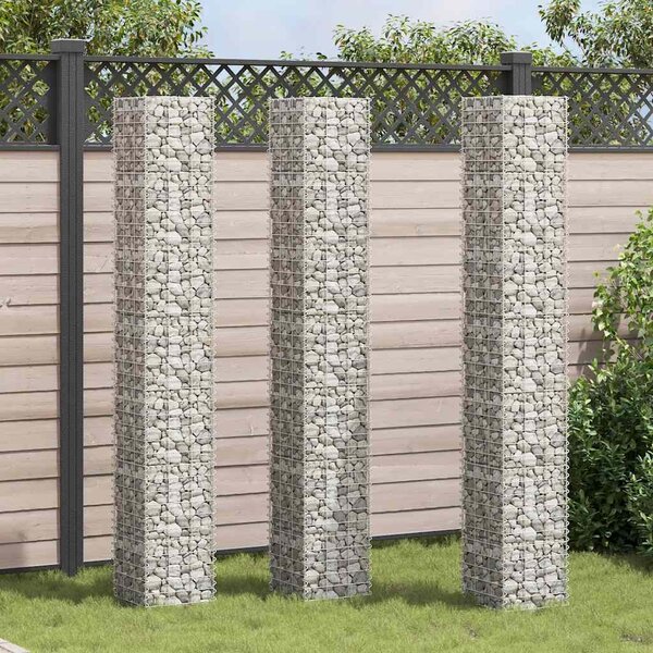 Wysokie donice gabionowe, 3 szt., 30x30x200 cm, żelazo