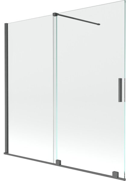 Mexen Velar parawan nawannowy 2-skrzydłowy rozsuwany 160 x 150 cm, transparent, gun gray szczotkowany - 896-160-000-01-66