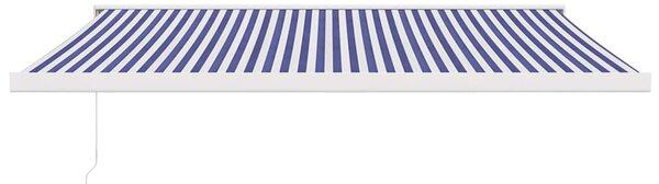 Zwijana markiza, niebiesko-biała, 4x3 m, tkanina i aluminium