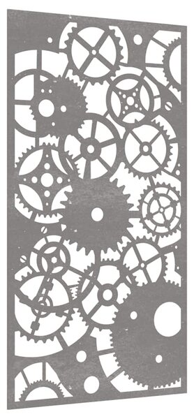 Ogrodowa dekoracja ścienna, 105x55cm, stal kortenowska, zębatki
