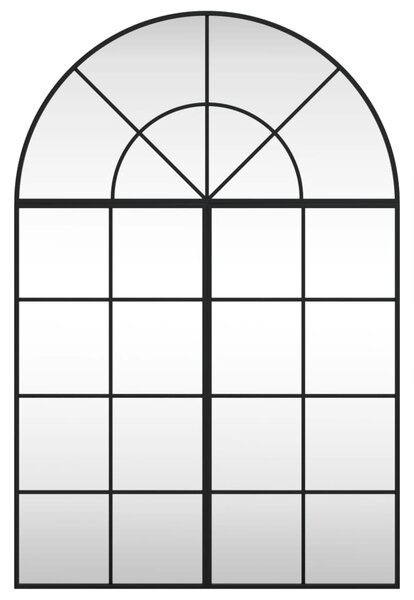 Lustro ścienne, czarne, 80x120 cm, zakończone łukiem, żelazo
