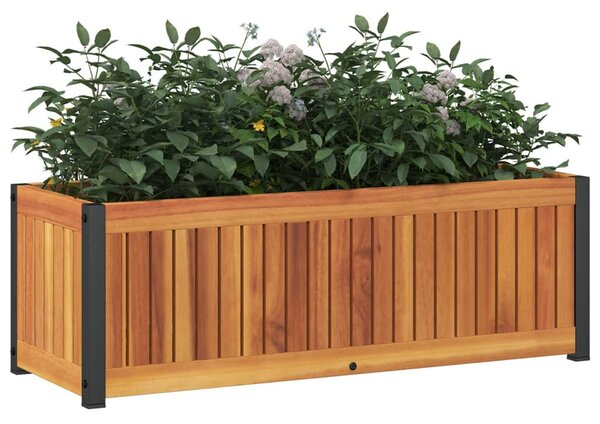 Donica ogrodowa, 80x30x27,5 cm, lite drewno akacjowe i stal