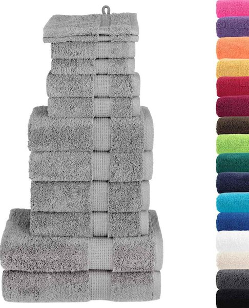 12-częściowy zestaw ręczników premium SOLUND, szary, 600 g/cm²