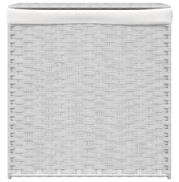Kosz na pranie z 2 komorami, biały, 53x35x57 cm, polirattan