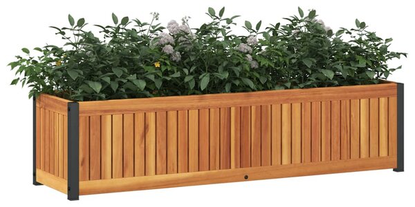 Donica ogrodowa, 110x30x27,5 cm, lite drewno akacjowe i stal